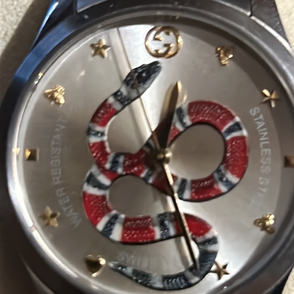 Gucci 100% Authentic watch Swiss made cobra snake face 18kt yellow gold - Picture 8 of 8